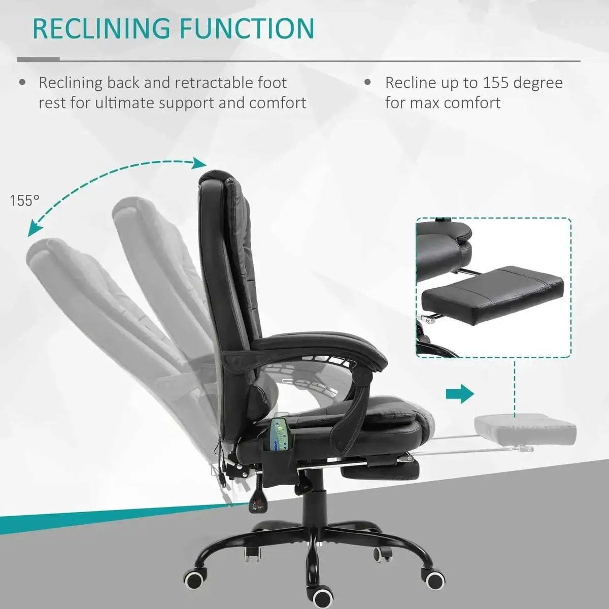 Vinsetto Deluxe Ergonomic Massage Office Chair with Lumbar Support and - Platinum-Level Office Chairs