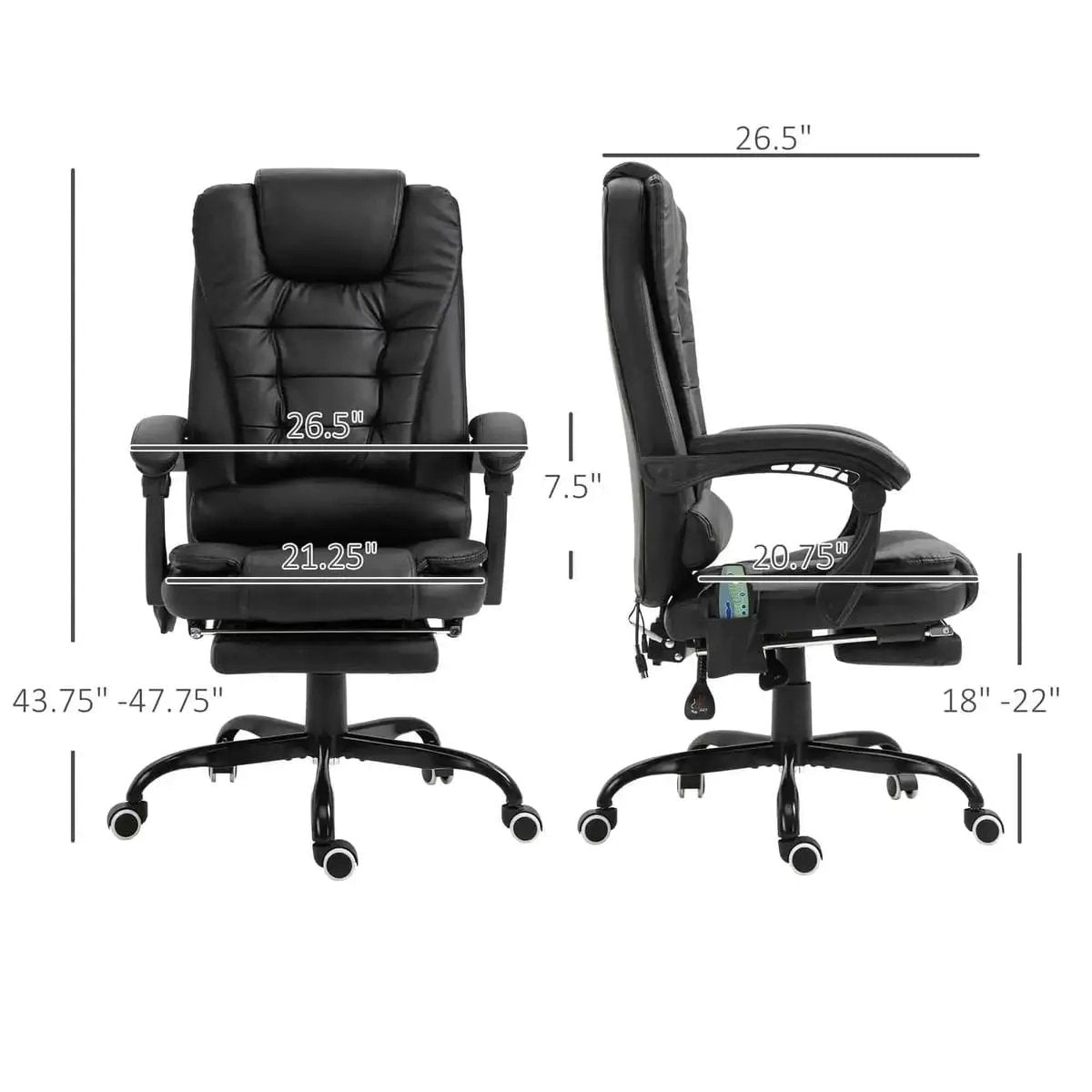 Vinsetto Deluxe Ergonomic Massage Office Chair with Lumbar Support and - Platinum-Level Office Chairs