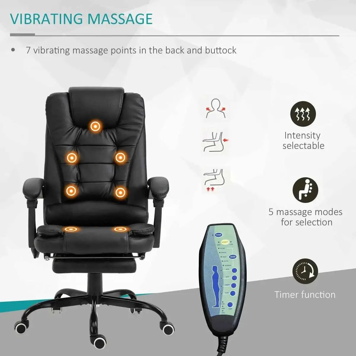 Vinsetto Deluxe Ergonomic Massage Office Chair with Lumbar Support and - Platinum-Level Office Chairs