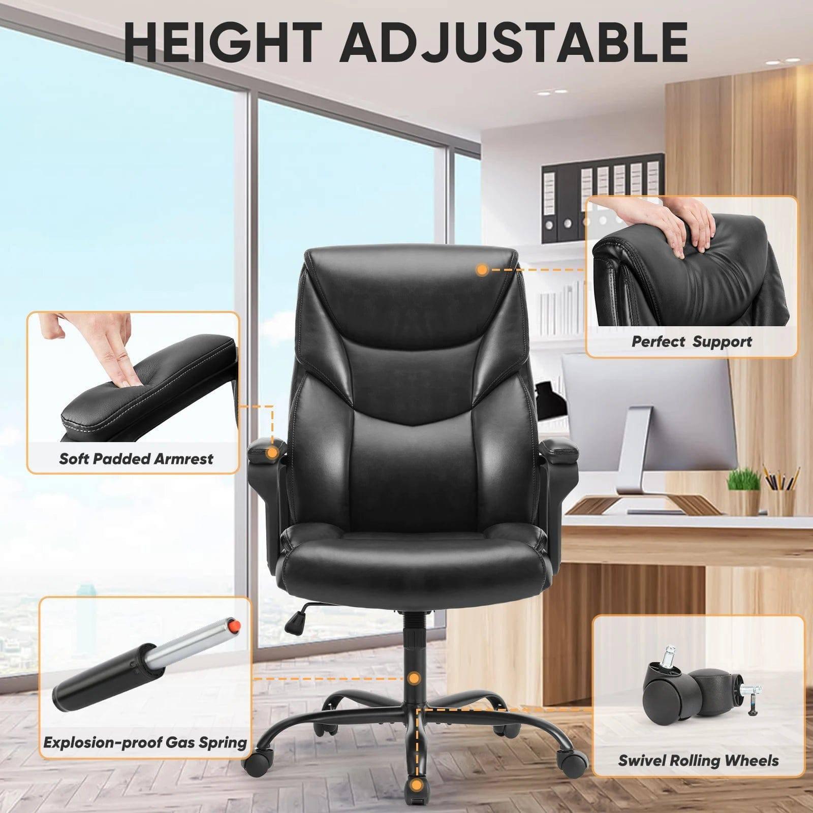 JHK Adjustable Ergonomic PU Leather Swivel Gaming Chair with Lumbar Support and Padded Armrests - Platinum-Level Office Chairs