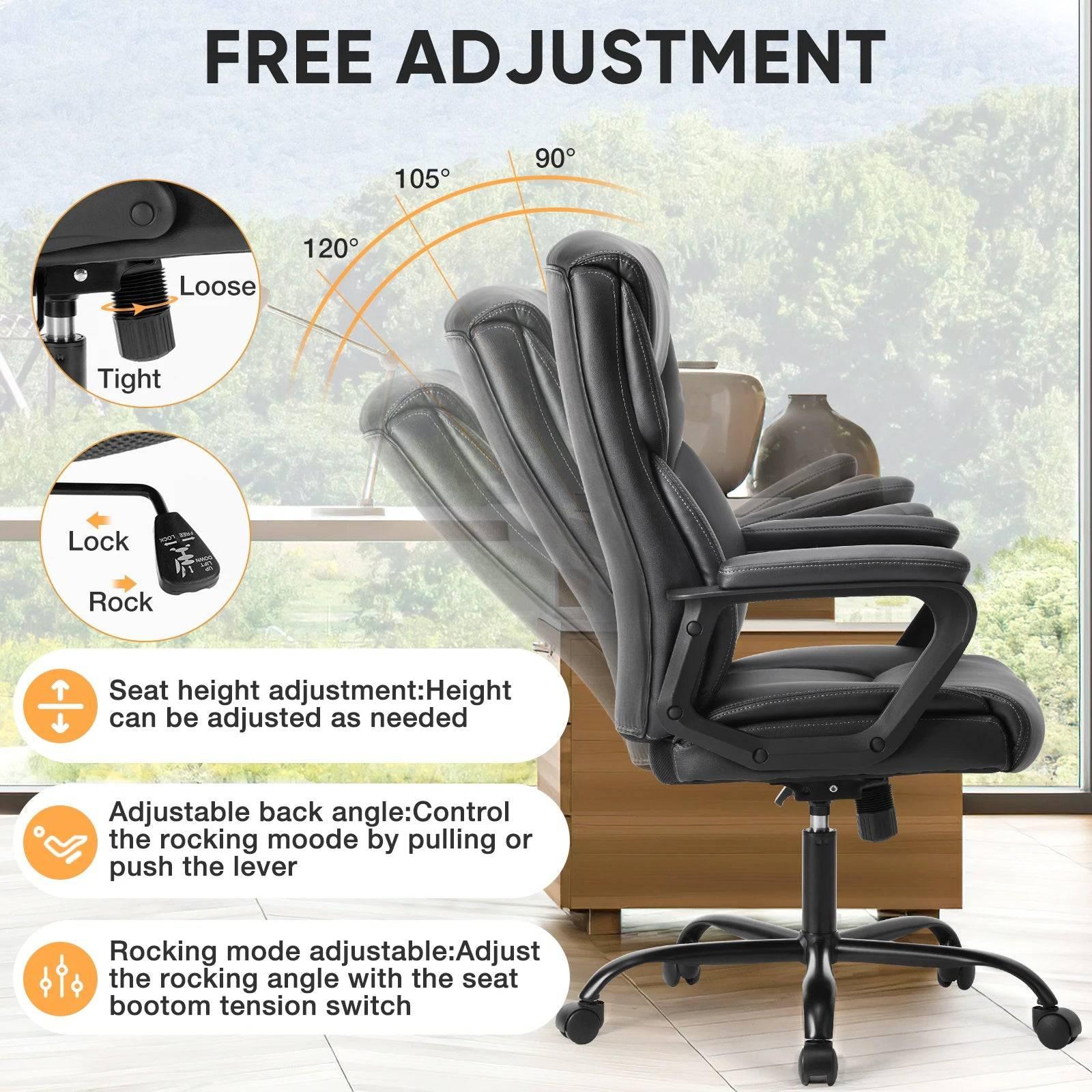 JHK Adjustable Ergonomic PU Leather Swivel Gaming Chair with Lumbar Support and Padded Armrests - Platinum-Level Office Chairs