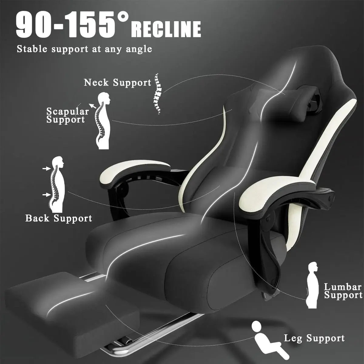 Ergonomic Gaming Chair with Pocketed Spring Cushion, Breathable Fabric Computer Chair with Footrest, Adjustable Lumbar Support Video Game Chair for Adults (Fabric) by Platinum-Level Office Chairs