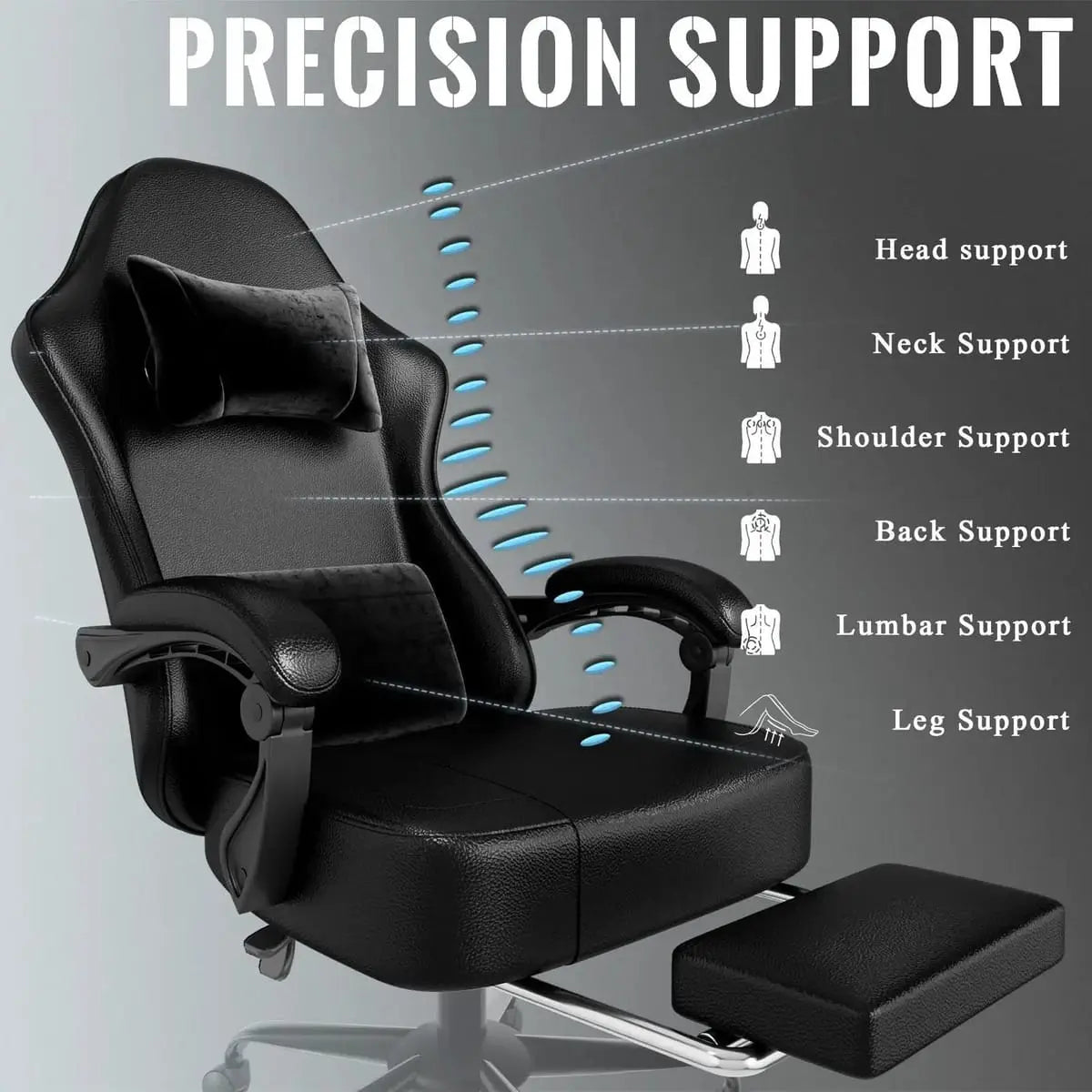 Ergonomic PU Leather Gaming Chair with Pocket Springs, Footrest, and Lumbar Support for Pro Gamers Platinum-Level Office Chairs