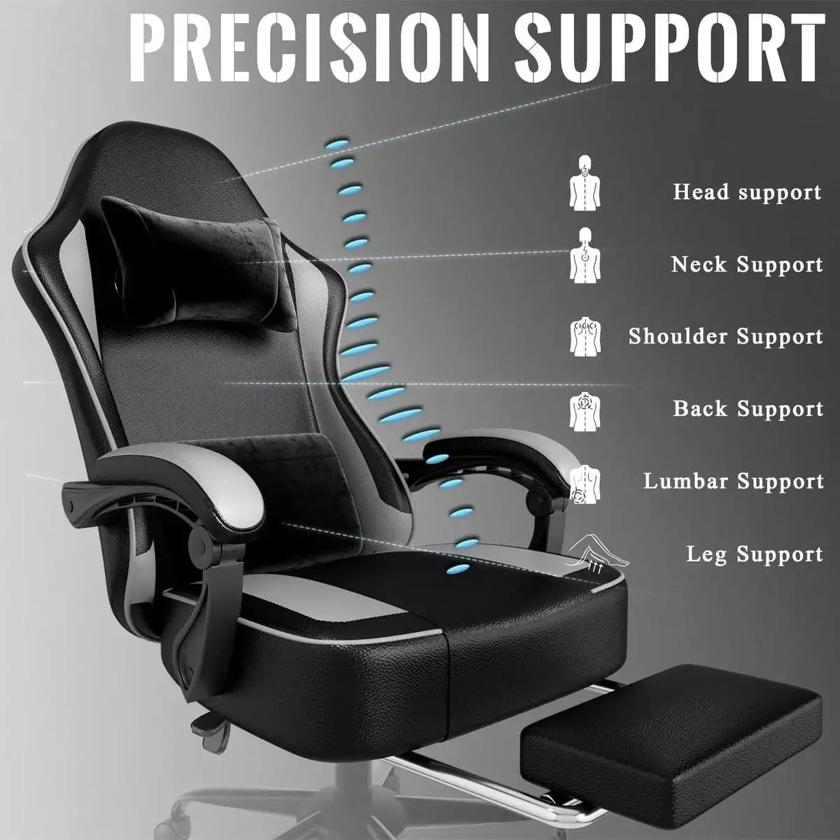 Ergonomic PU Leather Gaming Chair with Pocket Springs, Footrest, and Lumbar Support for Pro Gamers Platinum-Level Office Chairs