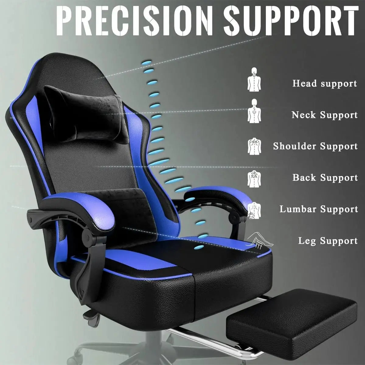 Ergonomic PU Leather Gaming Chair with Pocket Springs, Footrest, and Lumbar Support for Pro Gamers Platinum-Level Office Chairs