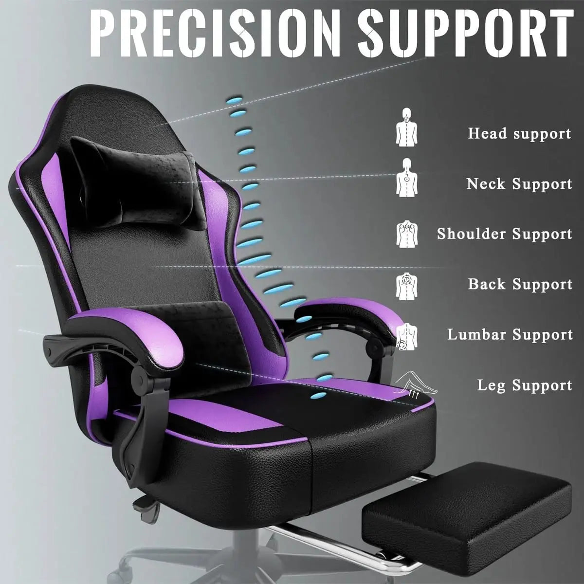 Ergonomic PU Leather Gaming Chair with Pocket Springs, Footrest, and Lumbar Support for Pro Gamers Platinum-Level Office Chairs