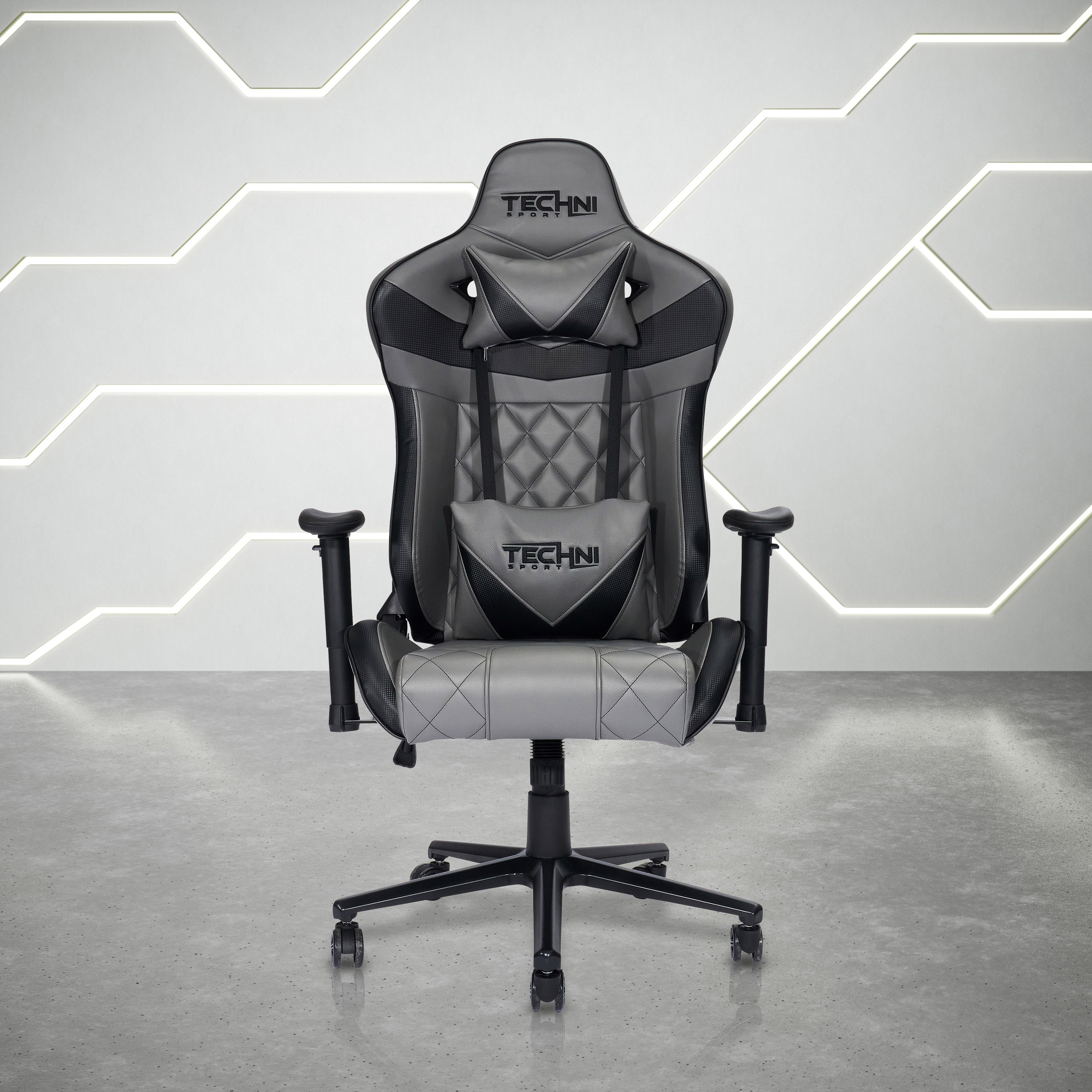 Techni Sport XL Ergonomic Gaming Chair , Grey - Platinum-Level Office Chairs