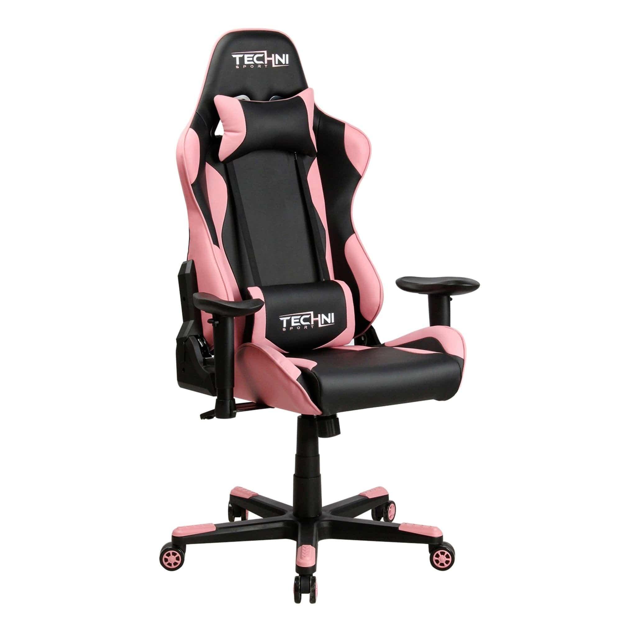 Pink Racer Style Ergonomic High Back PC Gaming Chair by Techni Sport TS-4300 - Platinum-Level Office Chairs