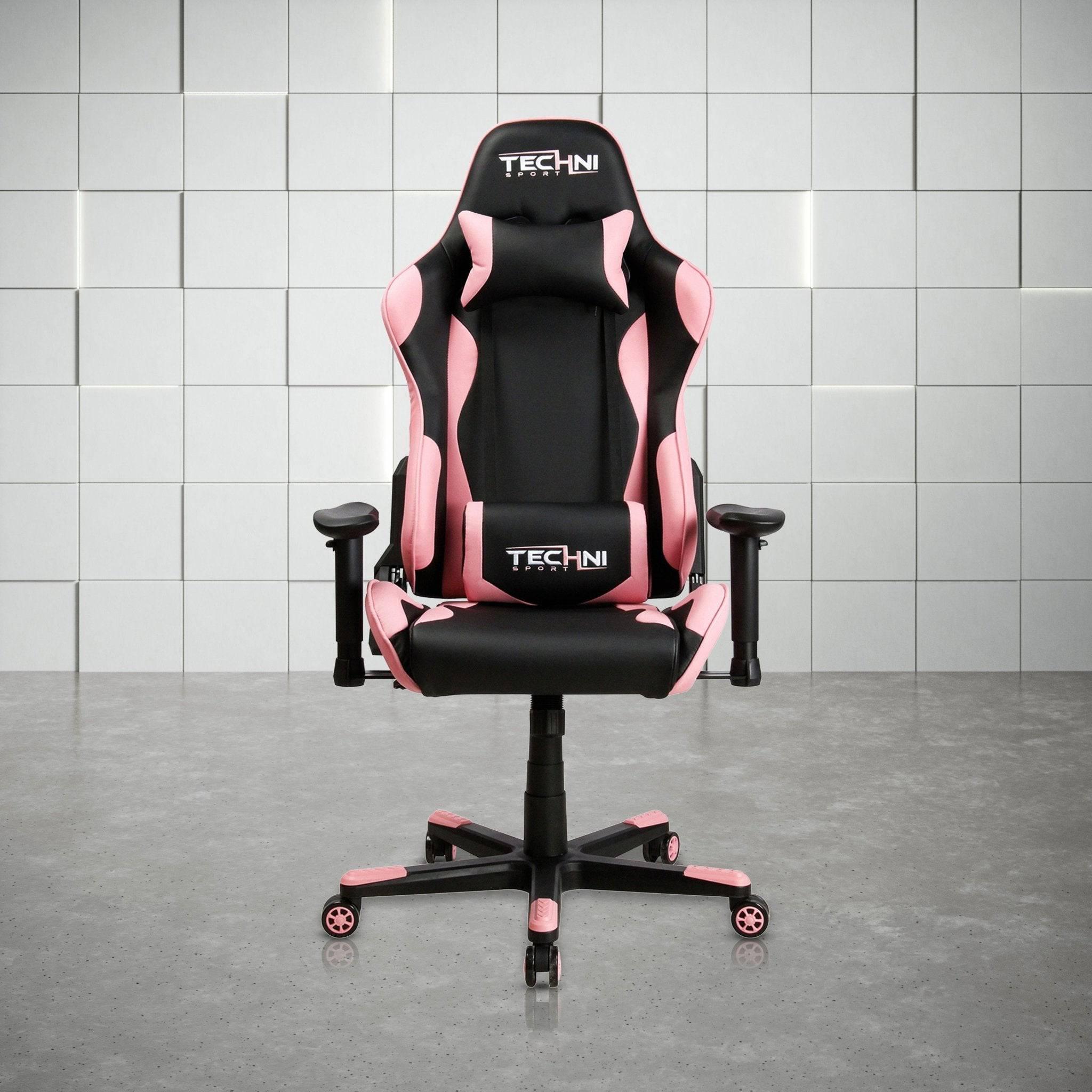 Pink Racer Style Ergonomic High Back PC Gaming Chair by Techni Sport TS-4300 - Platinum-Level Office Chairs