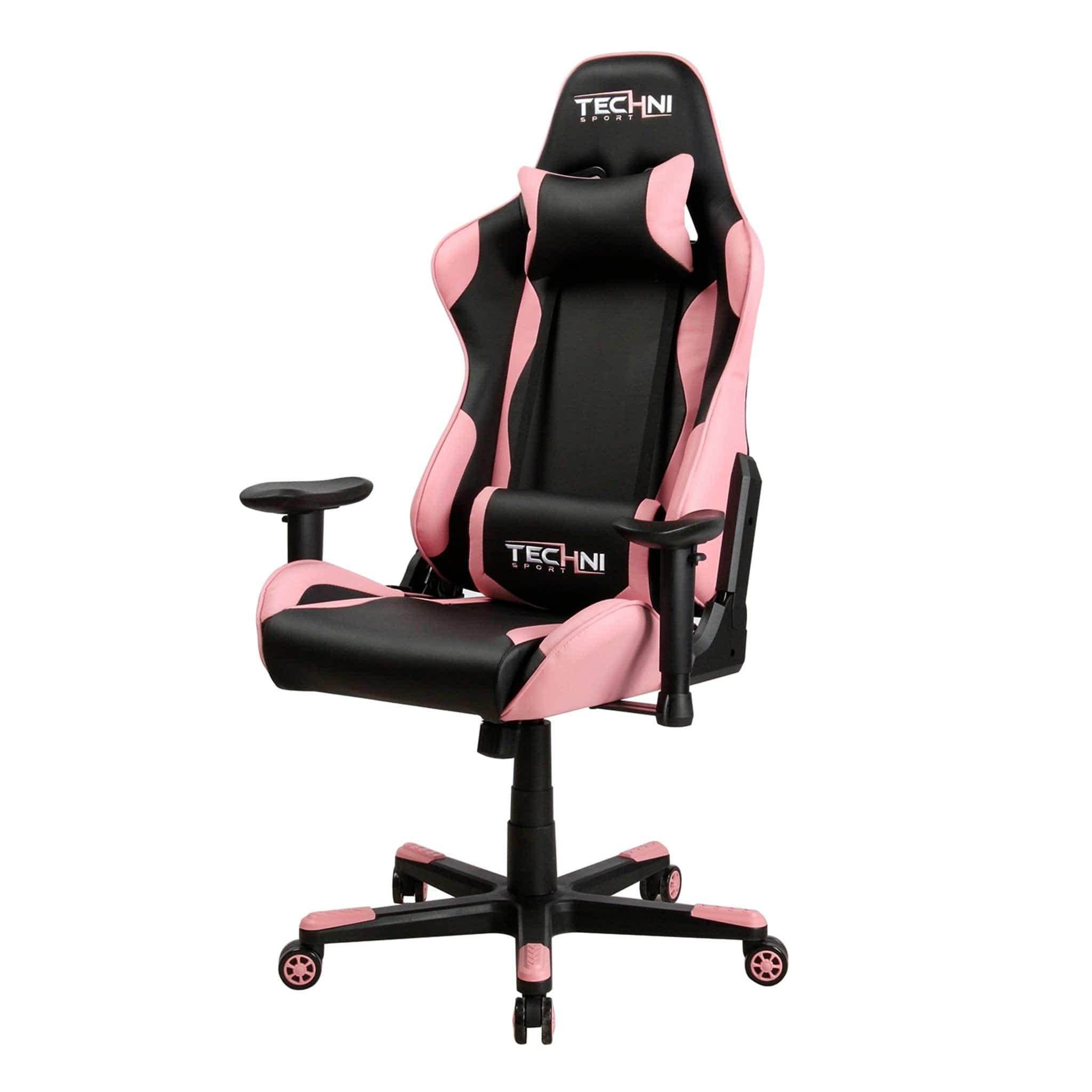 Pink Racer Style Ergonomic High Back PC Gaming Chair by Techni Sport TS-4300 - Platinum-Level Office Chairs