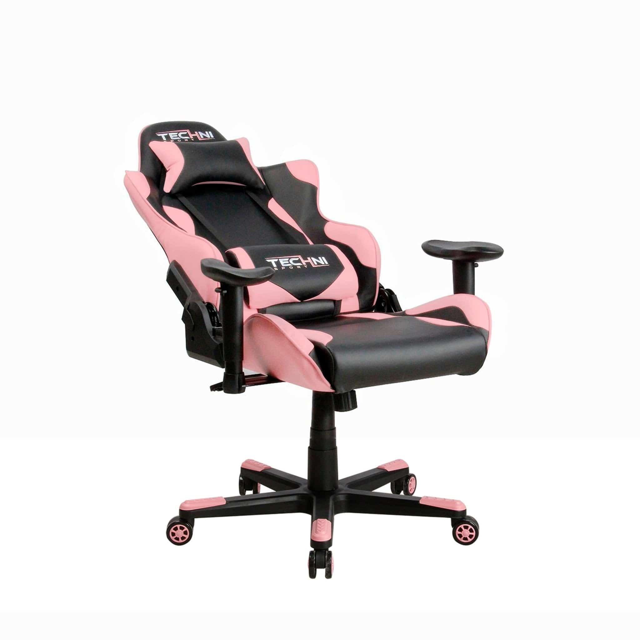 Pink Racer Style Ergonomic High Back PC Gaming Chair by Techni Sport TS-4300 - Platinum-Level Office Chairs