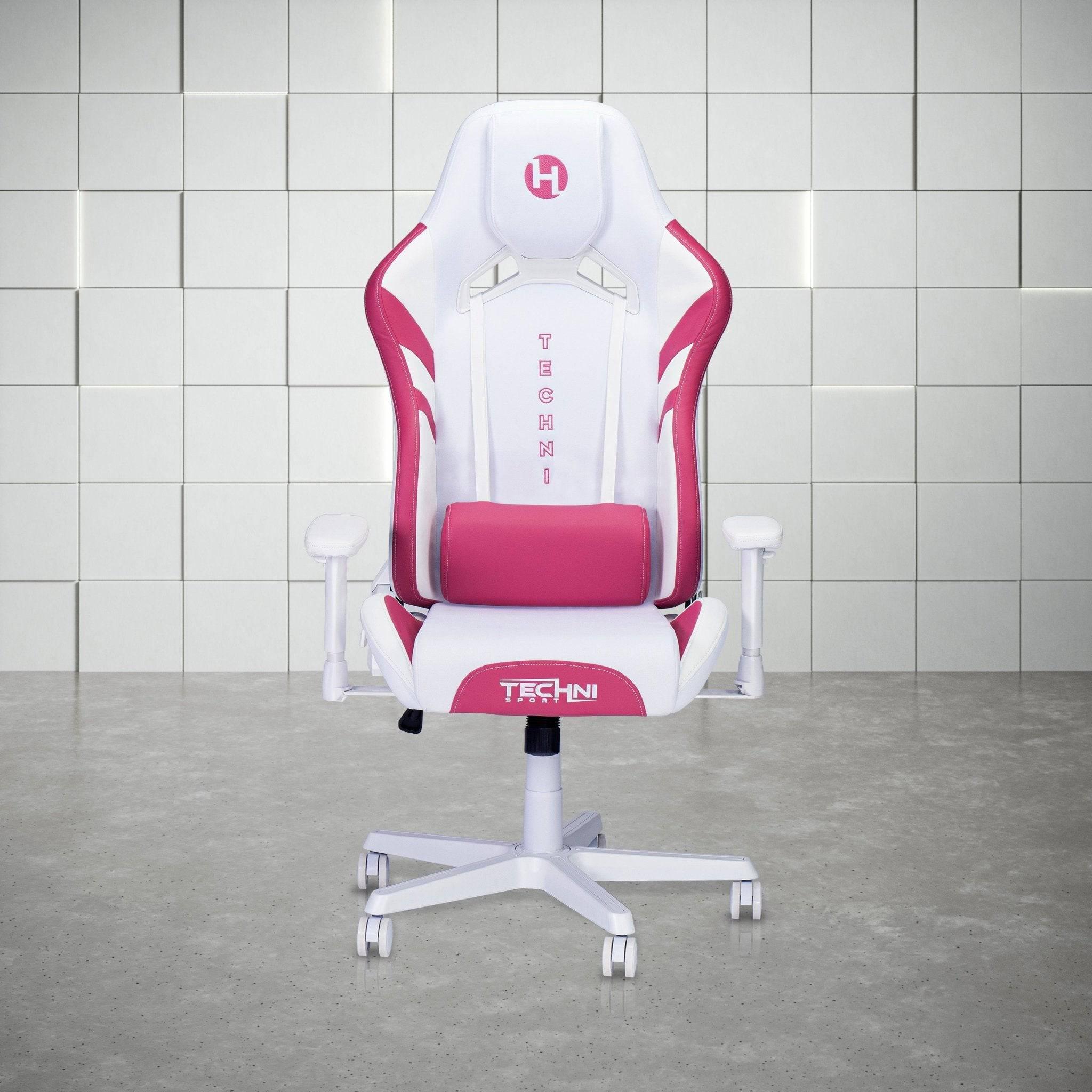 Techni Sport TSF72 Echo Gaming Chair - White and Pink Edition - Platinum-Level Office Chairs