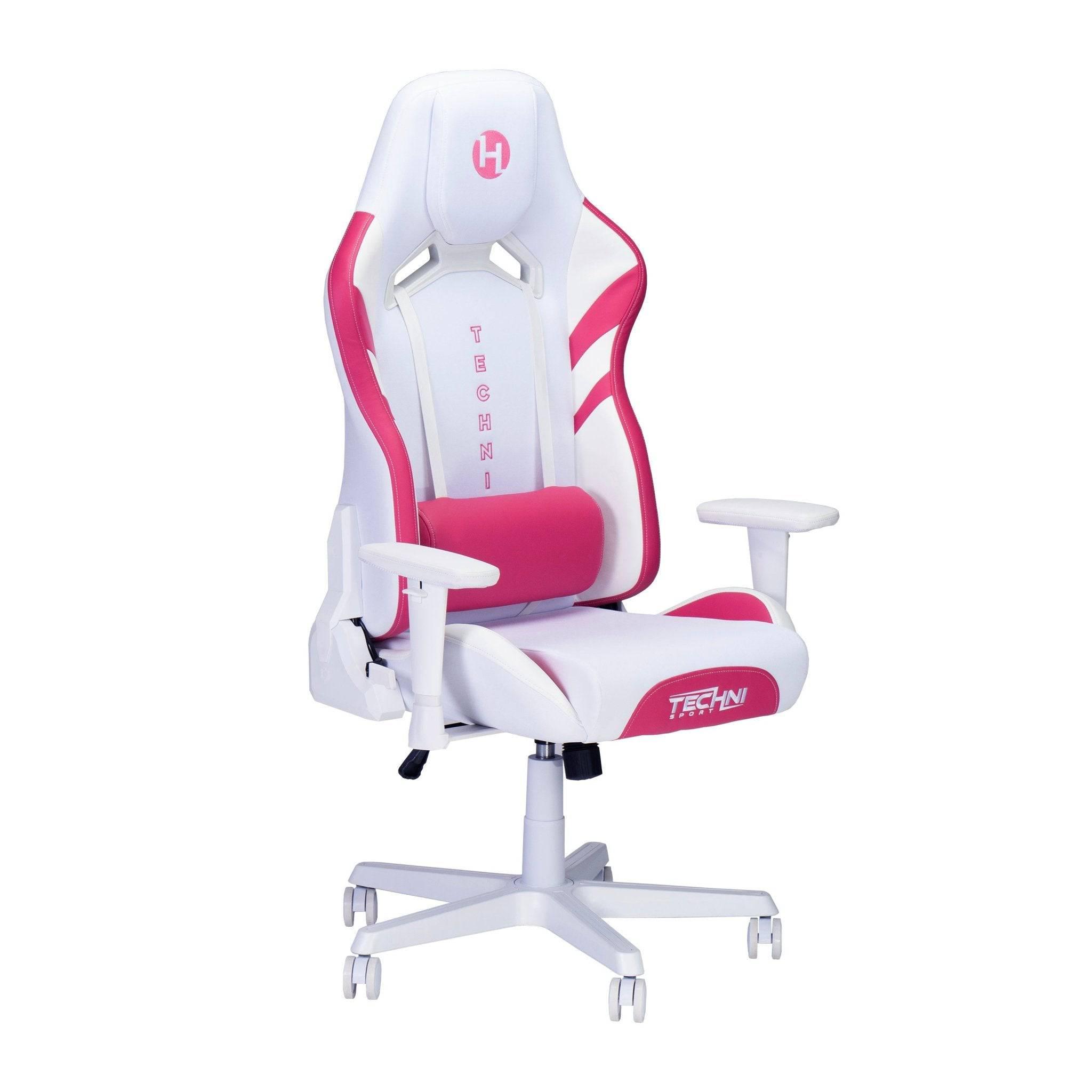 Techni Sport TSF72 Echo Gaming Chair - White and Pink Edition - Platinum-Level Office Chairs