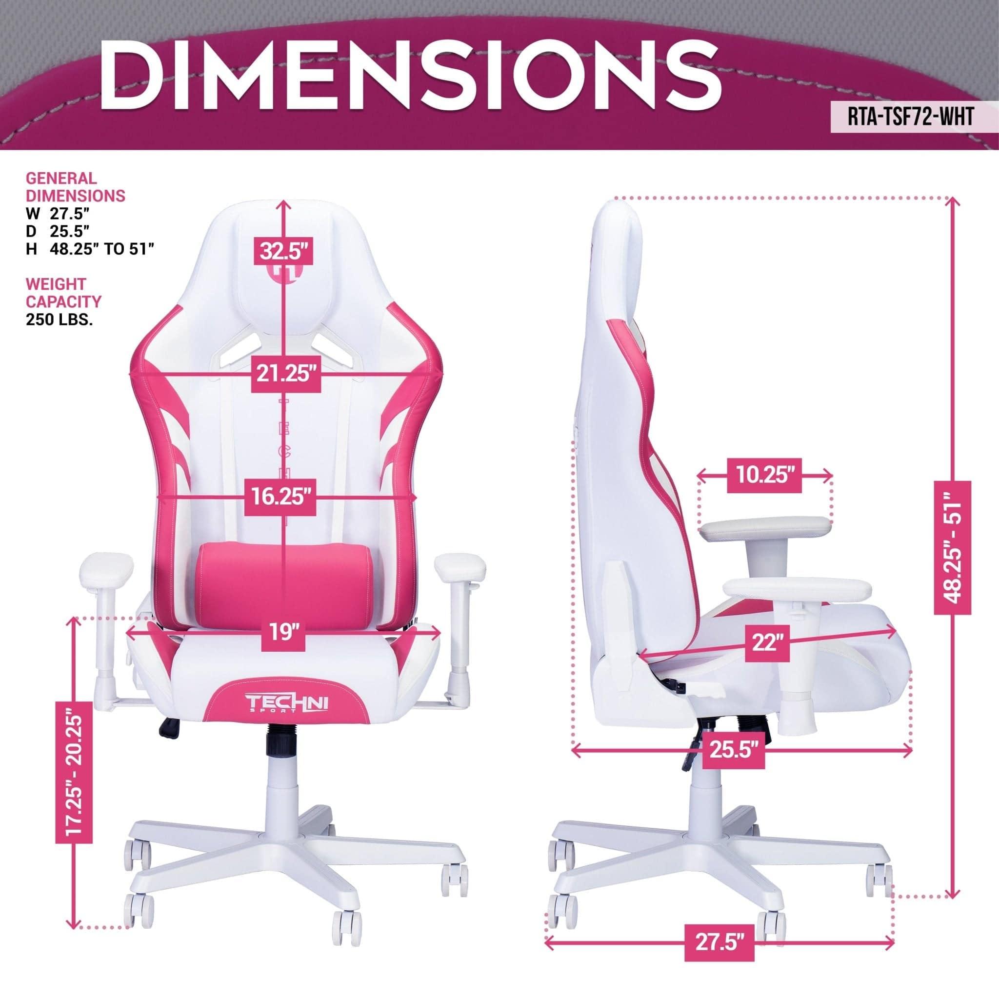 Techni Sport TSF72 Echo Gaming Chair - White and Pink Edition - Platinum-Level Office Chairs
