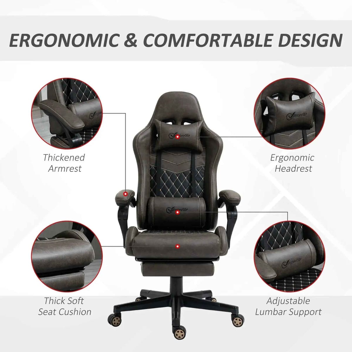 Vinsetto Racing Gaming Chair Ergonomic High Back With Lumbar Support - Platinum-Level Office Chairs