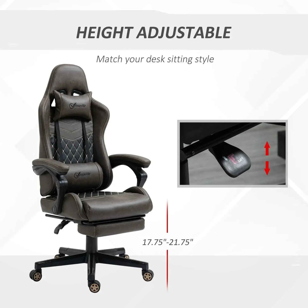 Vinsetto Racing Gaming Chair Ergonomic High Back With Lumbar Support - Platinum-Level Office Chairs