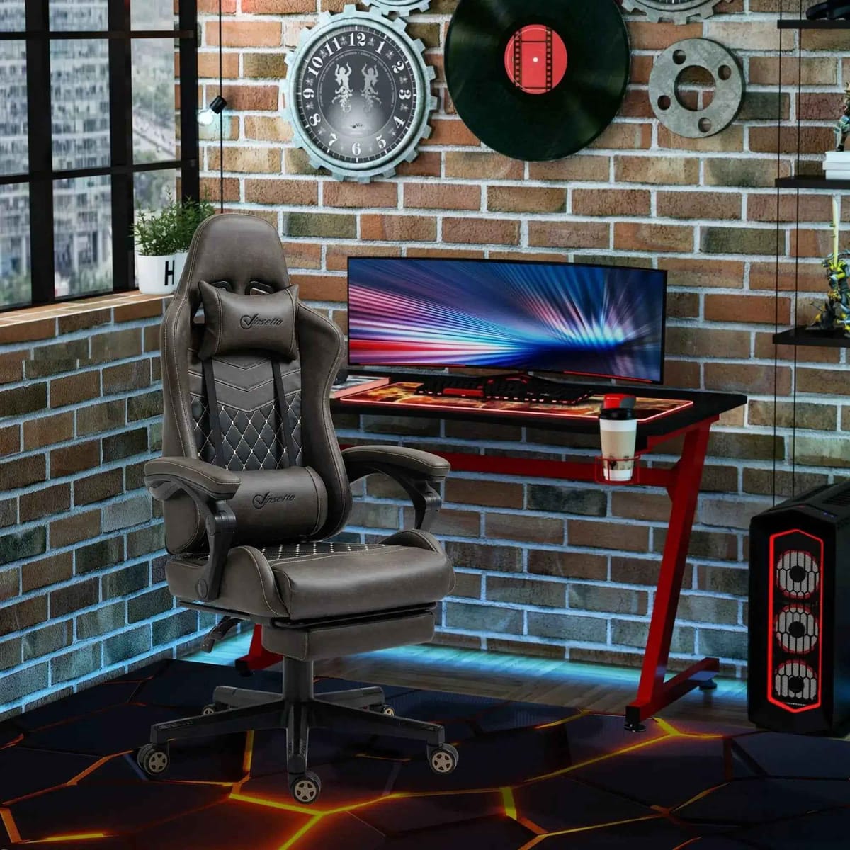 Vinsetto Racing Gaming Chair Ergonomic High Back With Lumbar Support - Platinum-Level Office Chairs