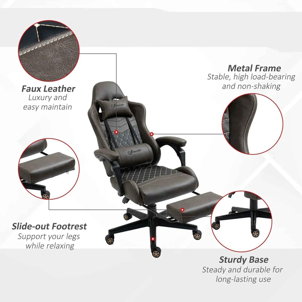 Vinsetto Racing Gaming Chair Ergonomic High Back With Lumbar Support - Platinum-Level Office Chairs