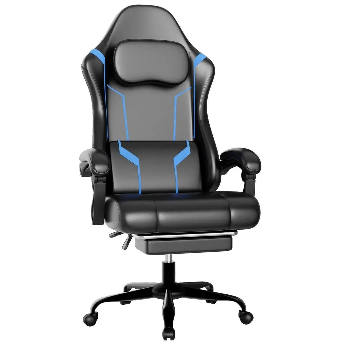Green ergonomic gaming chair by Platinum-Level Office Chairs with independent spring system and retractable footrest for comfort.