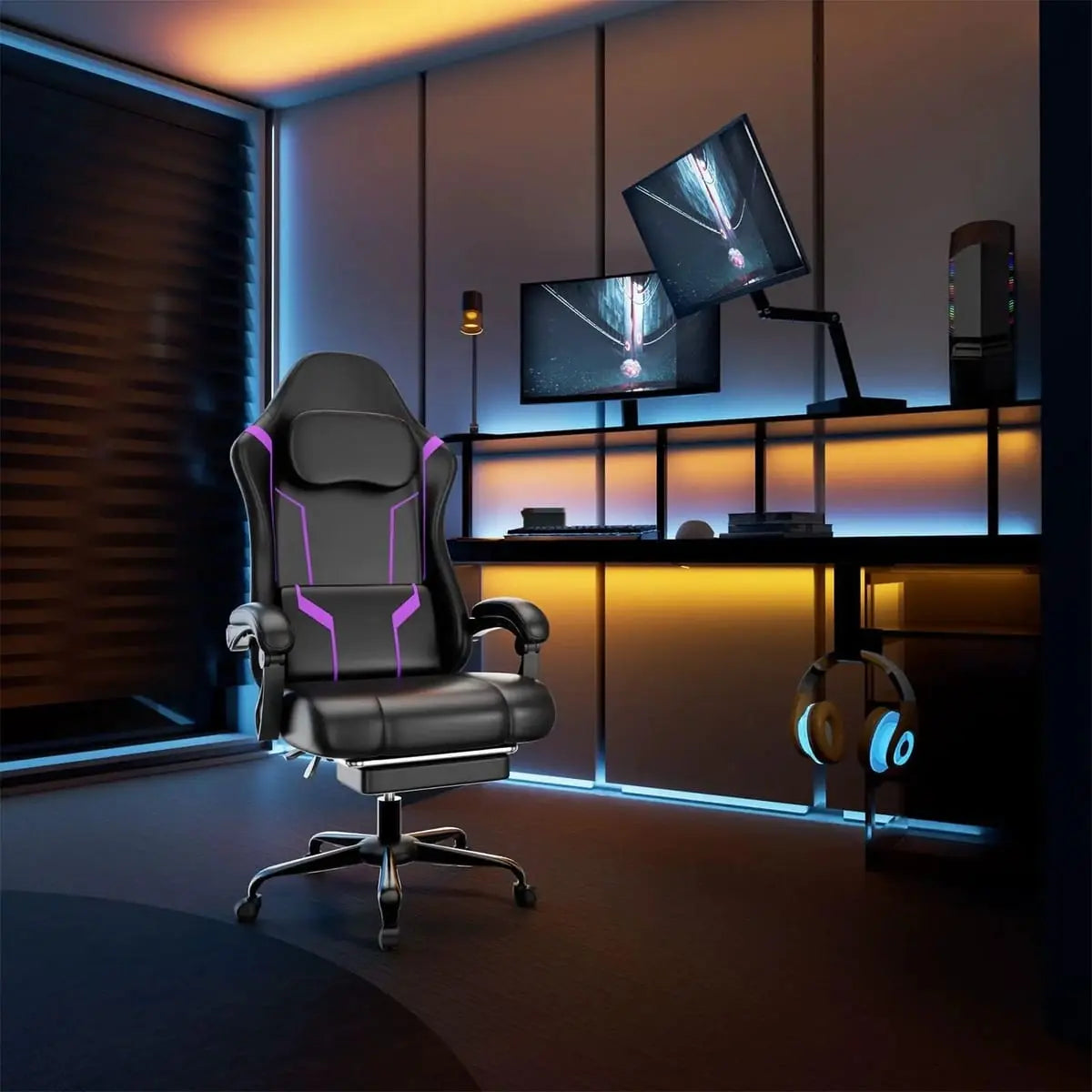 Green ergonomic gaming chair by Platinum-Level Office Chairs with independent spring system and retractable footrest for comfort