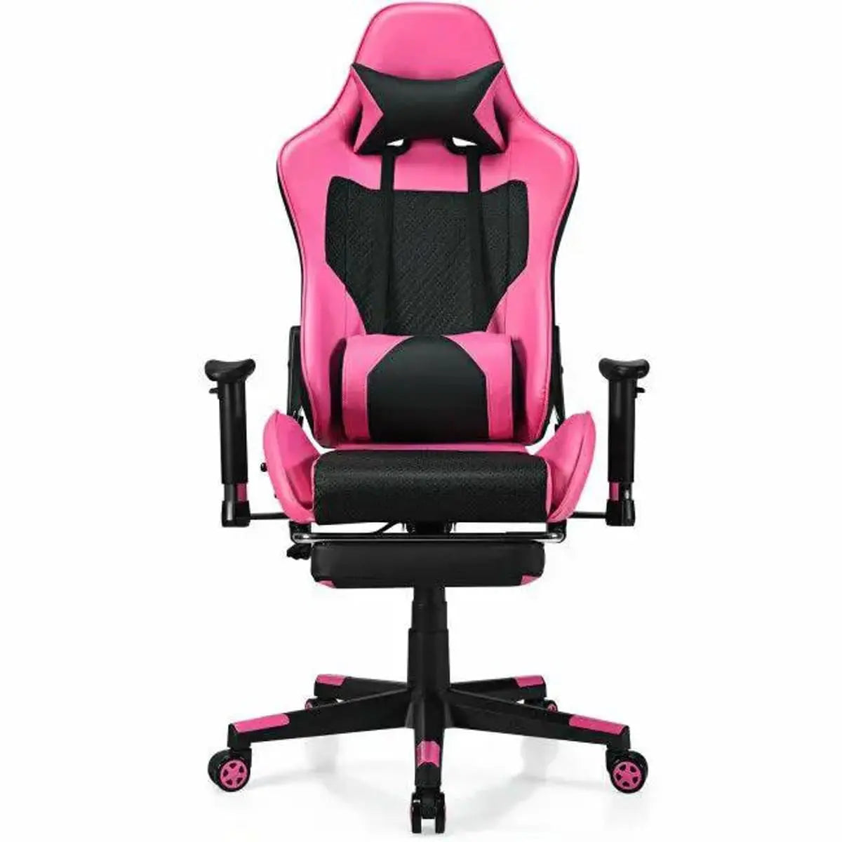 Pink ergonomic gaming chair by Platinum-Level Office Chairs with PU leather and USB massage feature for comfortable gaming sessions.