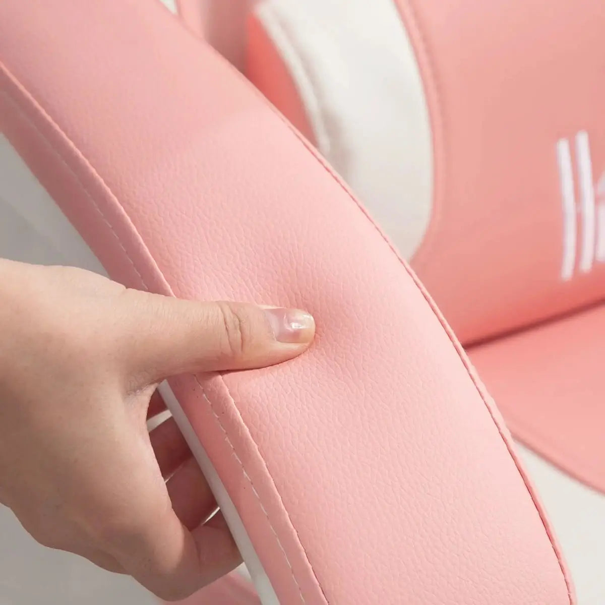 Pink Cat Ear Gaming Chair by Platinum-Level Office Chairs with footrest, lumbar support, and 135-degree recline.