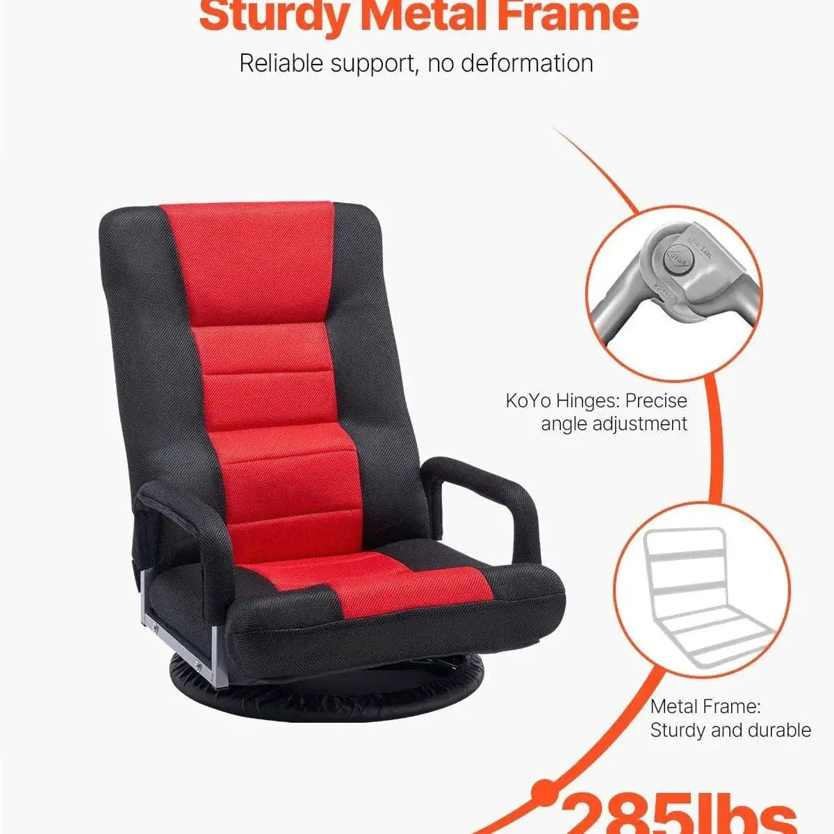 Platinum-Level Office Chairs swivel floor gaming chair with ergonomic design, 6-level lumbar support, and handrails for comfort.