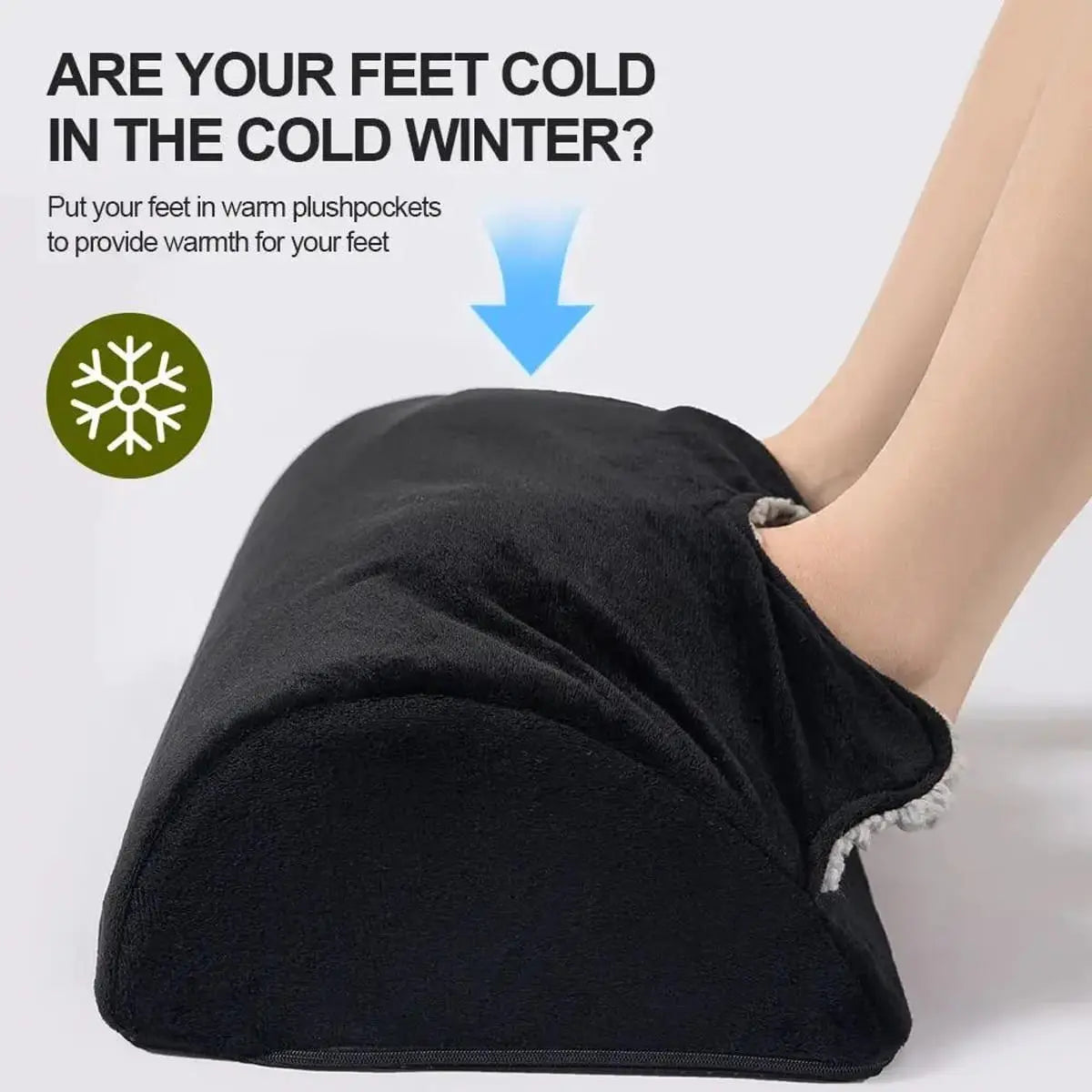 Grey foot under the desk with a warm foot pocket footstool, comfortable footpad, designed for ergonomic support by Platinum-Level Office Chairs.
