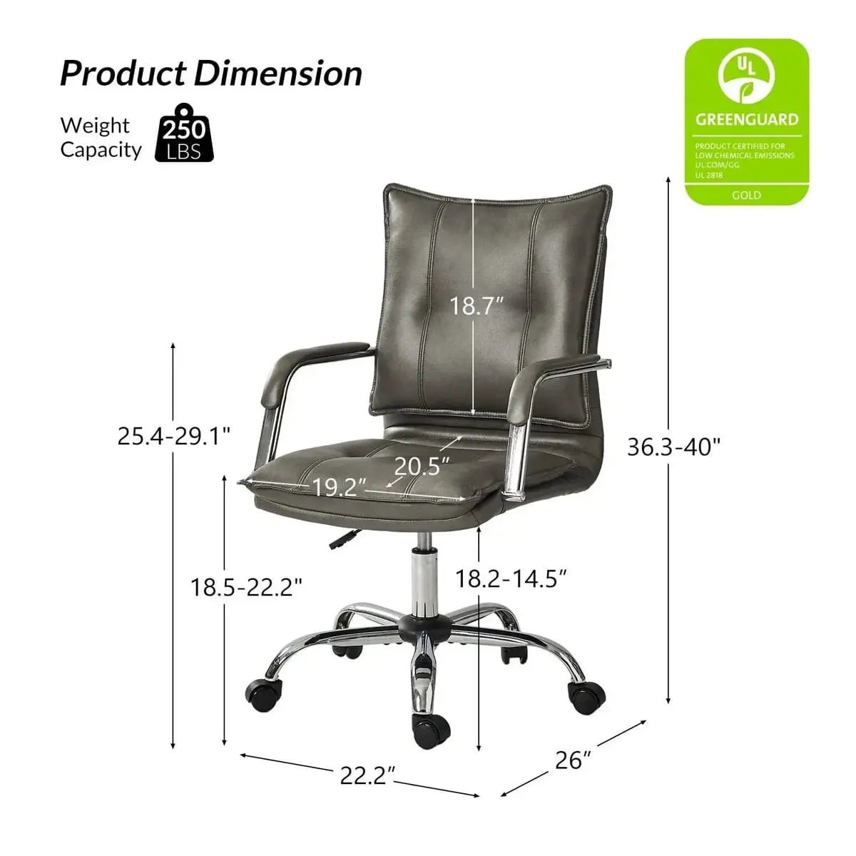 Modern Executive Black Faux Leather Office Chair Gold Base - Ergonomic Swivel & Adjustable Height for Professionals. Platinum-Level Office Chairs