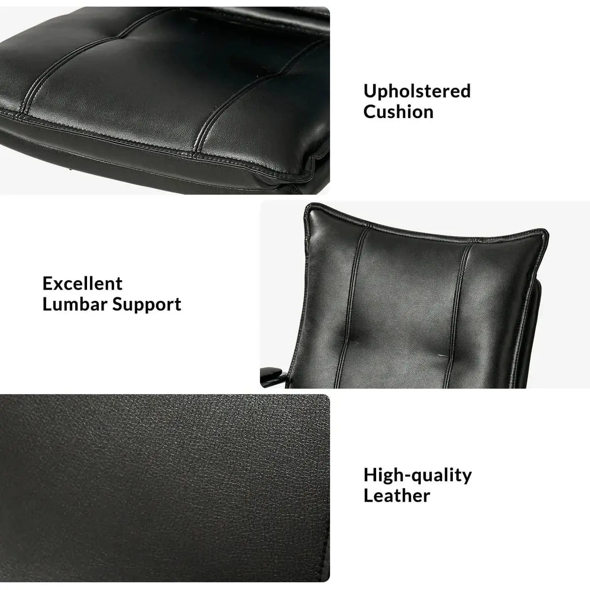 Modern Executive Black Faux Leather Office Chair Gold Base - Ergonomic Swivel & Adjustable Height for Professionals. Platinum-Level Office Chairs