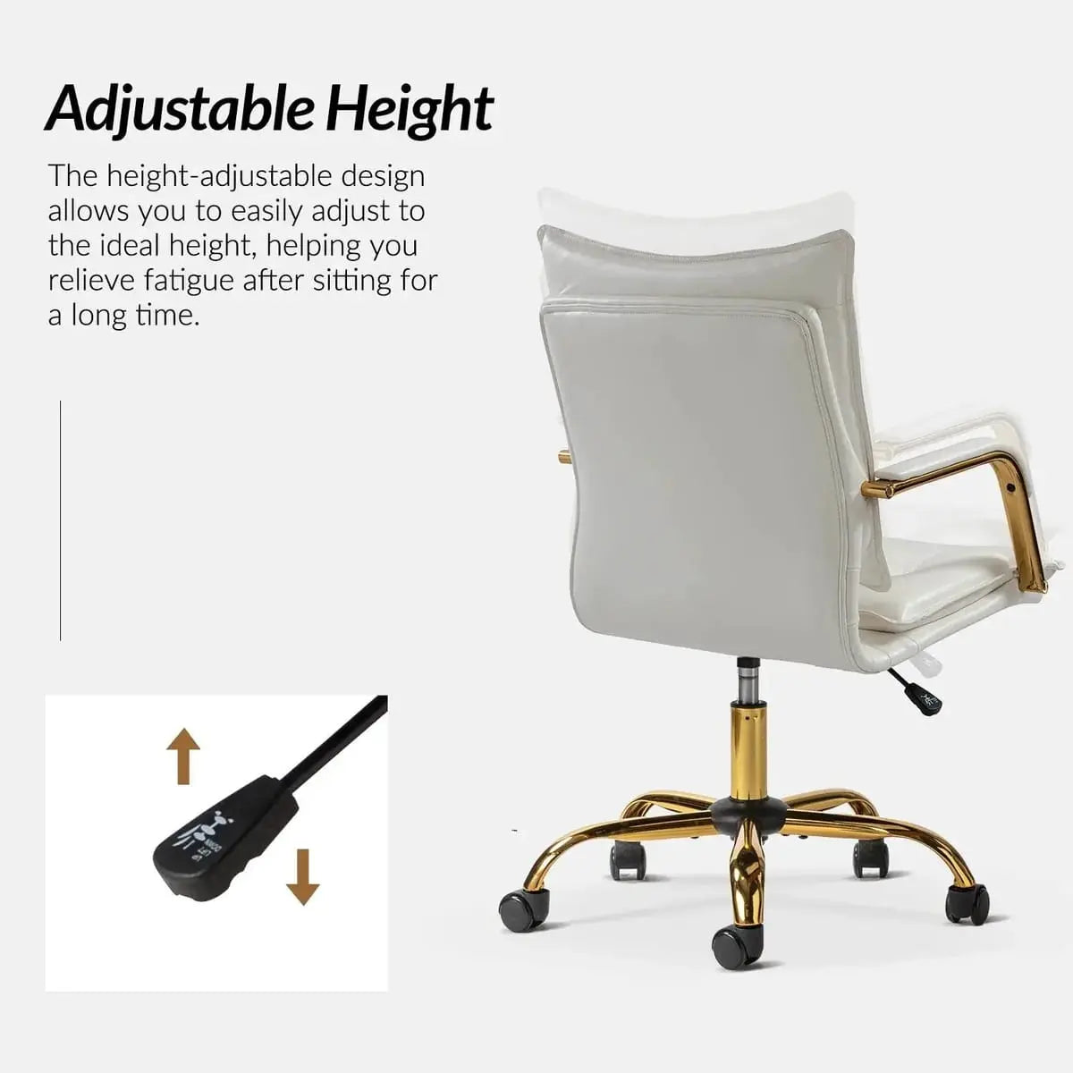 Modern Executive Black Faux Leather Office Chair Gold Base - Ergonomic Swivel & Adjustable Height for Professionals. Platinum-Level Office Chairs
