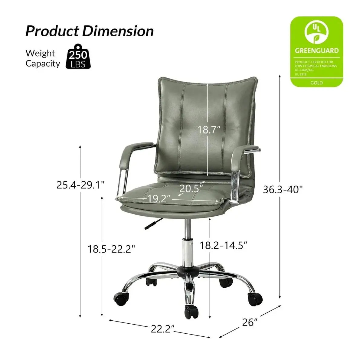 Modern Executive Black Faux Leather Office Chair Gold Base - Ergonomic Swivel & Adjustable Height for Professionals. Platinum-Level Office Chairs