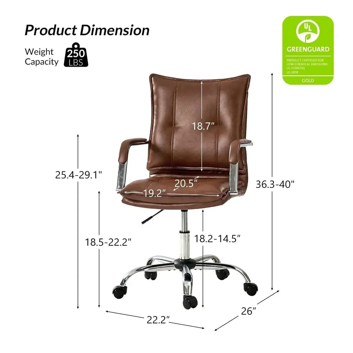 Modern Executive Black Faux Leather Office Chair Gold Base - Ergonomic Swivel & Adjustable Height for Professionals. Platinum-Level Office Chairs