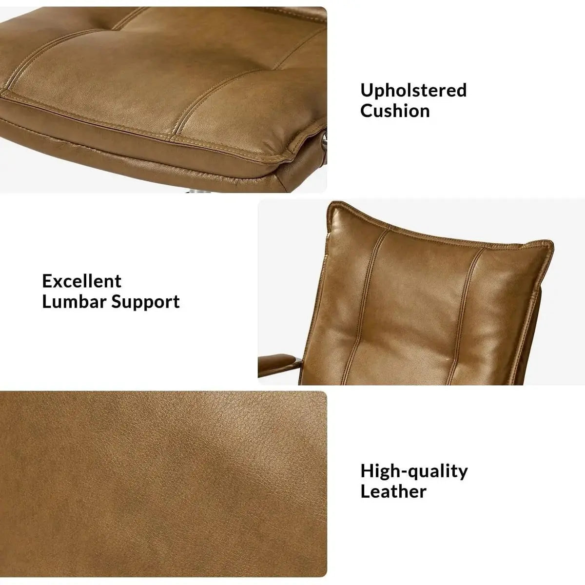 Modern Executive Black Faux Leather Office Chair Gold Base - Ergonomic Swivel & Adjustable Height for Professionals. Platinum-Level Office Chairs