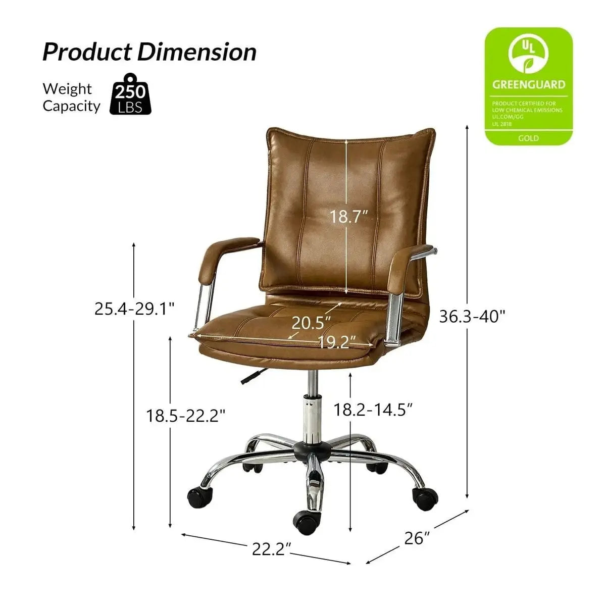 Modern Executive Black Faux Leather Office Chair Gold Base - Ergonomic Swivel & Adjustable Height for Professionals. Platinum-Level Office Chairs