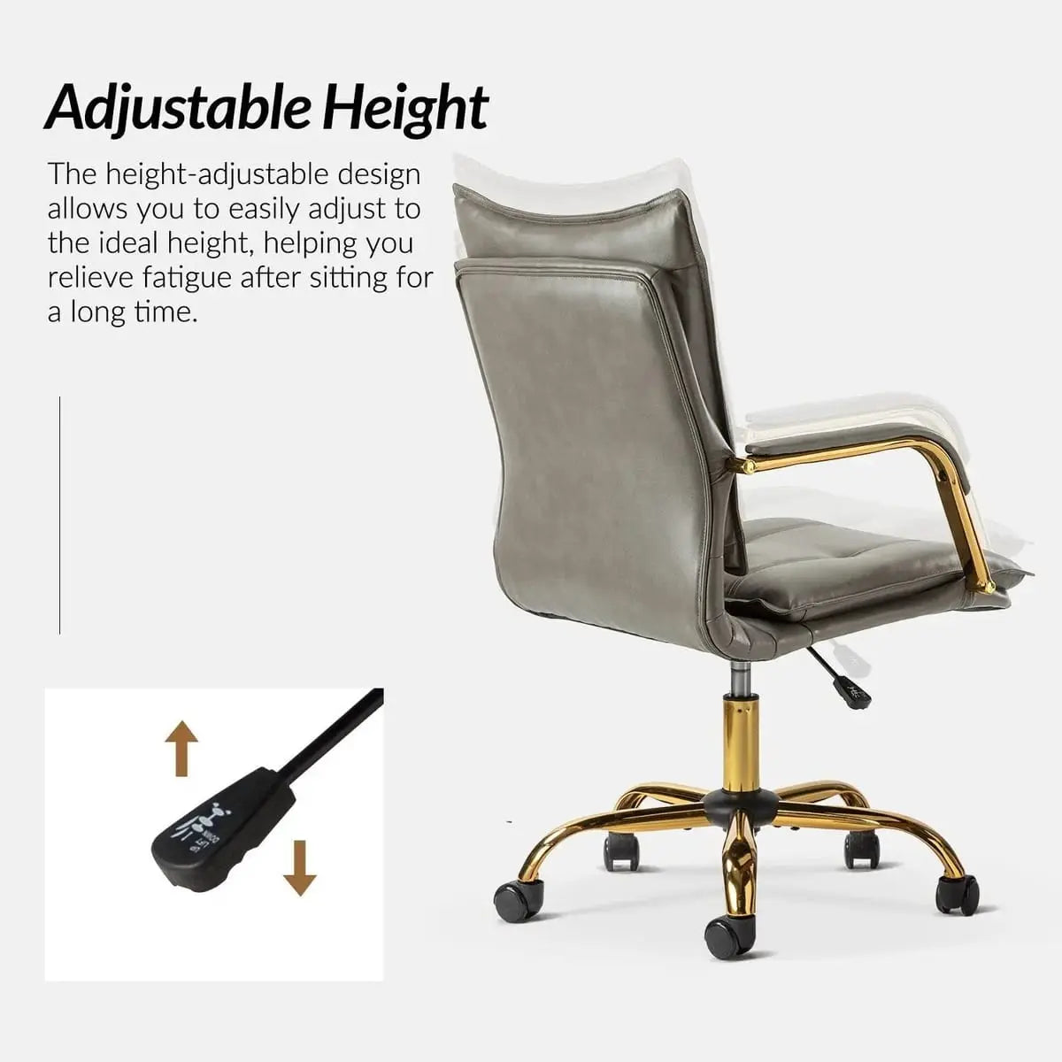 Modern Executive Black Faux Leather Office Chair Gold Base - Ergonomic Swivel & Adjustable Height for Professionals. Platinum-Level Office Chairs