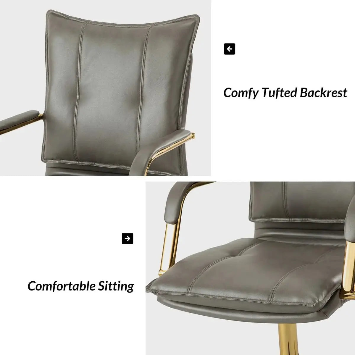 Modern Executive Black Faux Leather Office Chair Gold Base - Ergonomic Swivel & Adjustable Height for Professionals. Platinum-Level Office Chairs