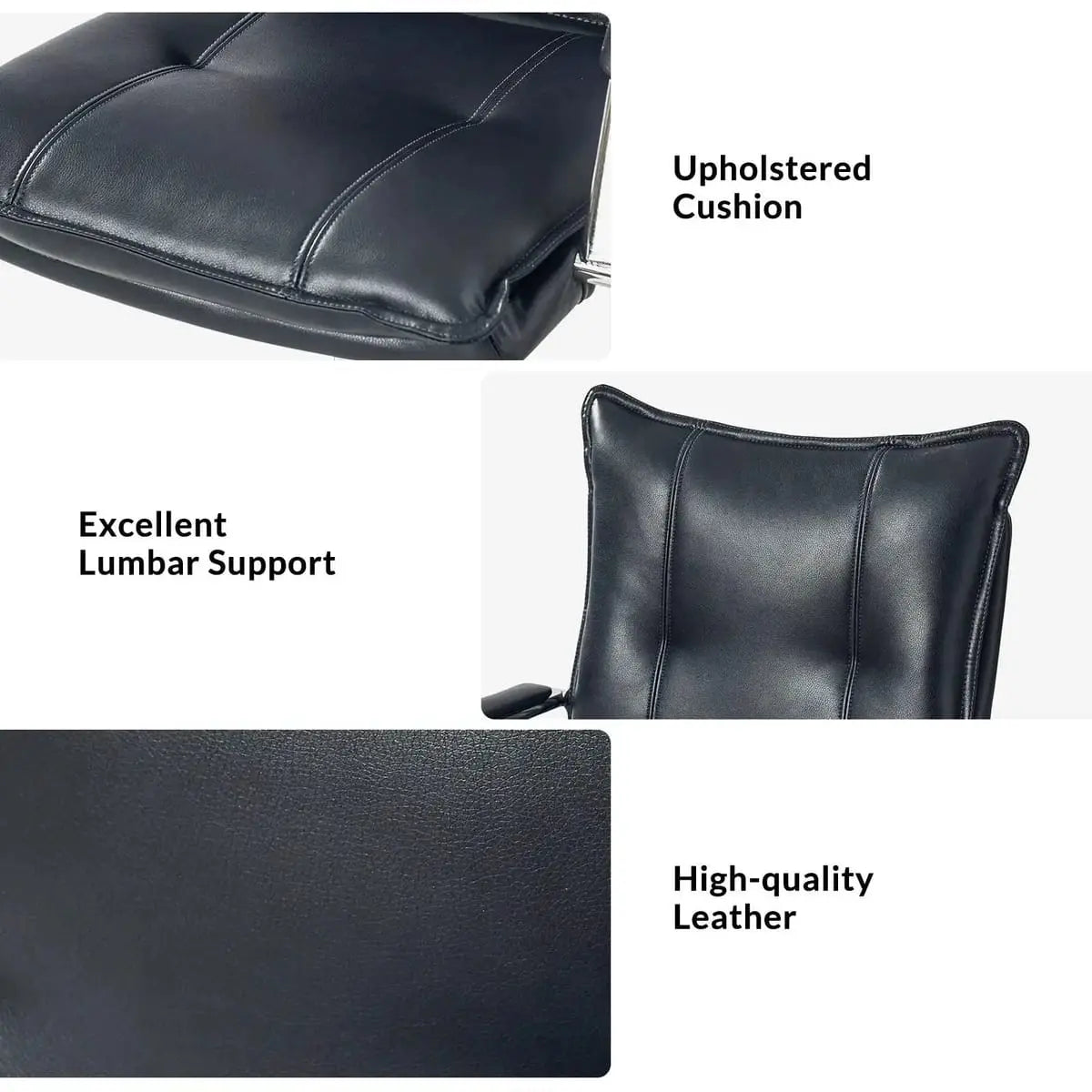 Modern Executive Black Faux Leather Office Chair Gold Base - Ergonomic Swivel & Adjustable Height for Professionals. Platinum-Level Office Chairs