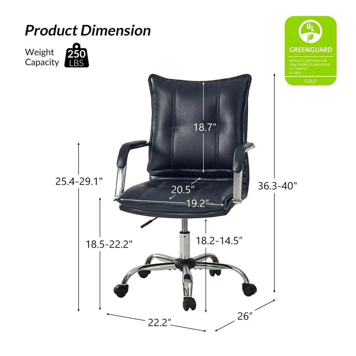 Modern Executive Black Faux Leather Office Chair Gold Base - Ergonomic Swivel & Adjustable Height for Professionals. Platinum-Level Office Chairs