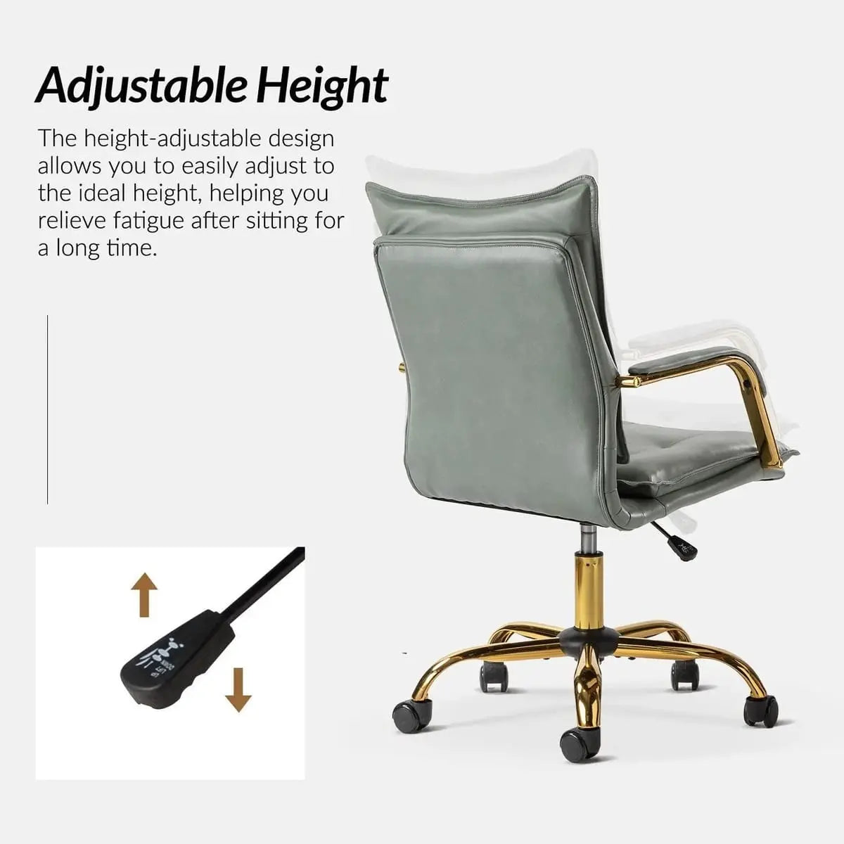 Modern Executive Black Faux Leather Office Chair Gold Base - Ergonomic Swivel & Adjustable Height for Professionals. Platinum-Level Office Chairs