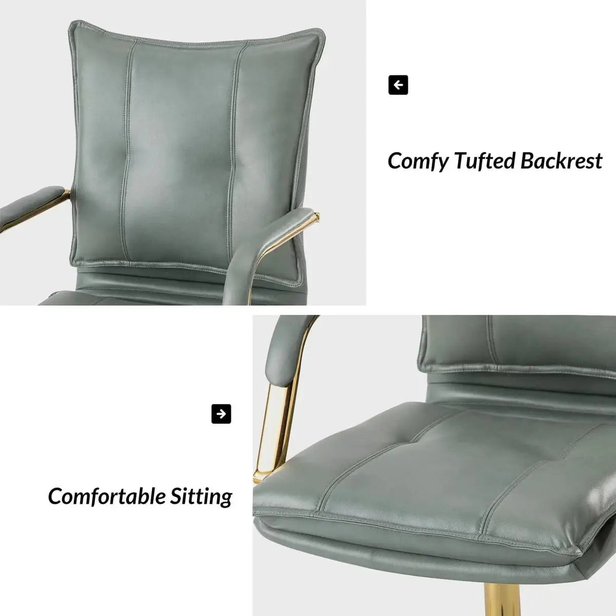 Modern Executive Black Faux Leather Office Chair Gold Base - Ergonomic Swivel & Adjustable Height for Professionals. Platinum-Level Office Chairs