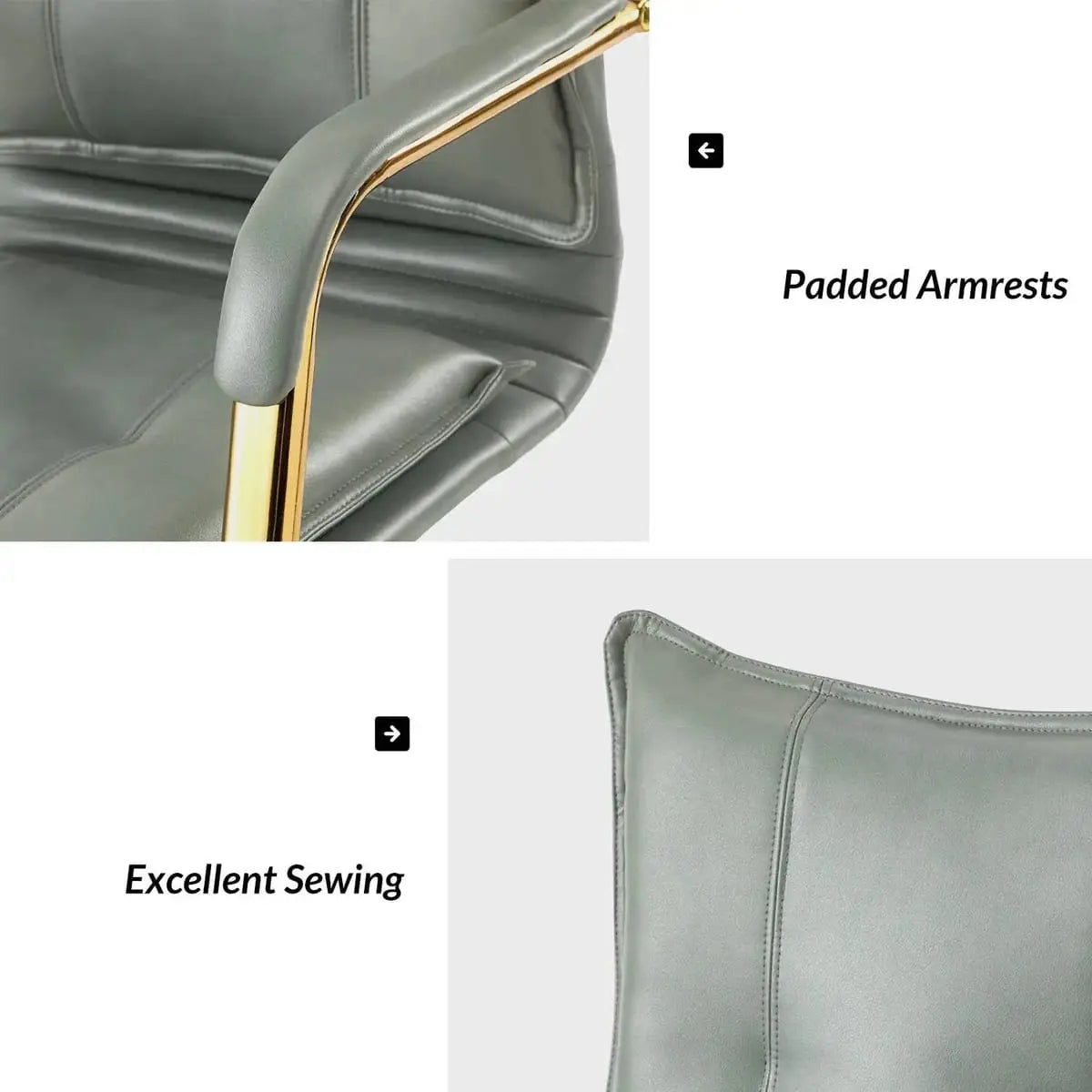 Modern Executive Black Faux Leather Office Chair Gold Base - Ergonomic Swivel & Adjustable Height for Professionals. Platinum-Level Office Chairs