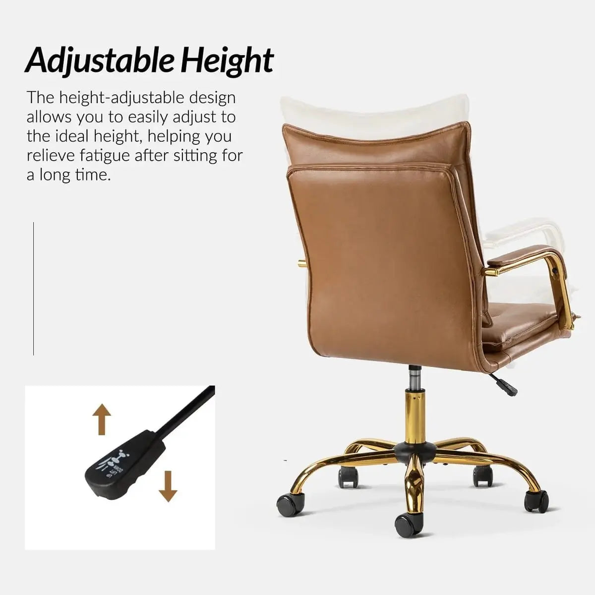 Modern Executive Black Faux Leather Office Chair Gold Base - Ergonomic Swivel & Adjustable Height for Professionals. Platinum-Level Office Chairs