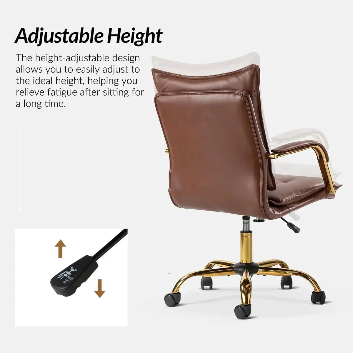 Modern Executive Black Faux Leather Office Chair Gold Base - Ergonomic Swivel & Adjustable Height for Professionals. Platinum-Level Office Chairs
