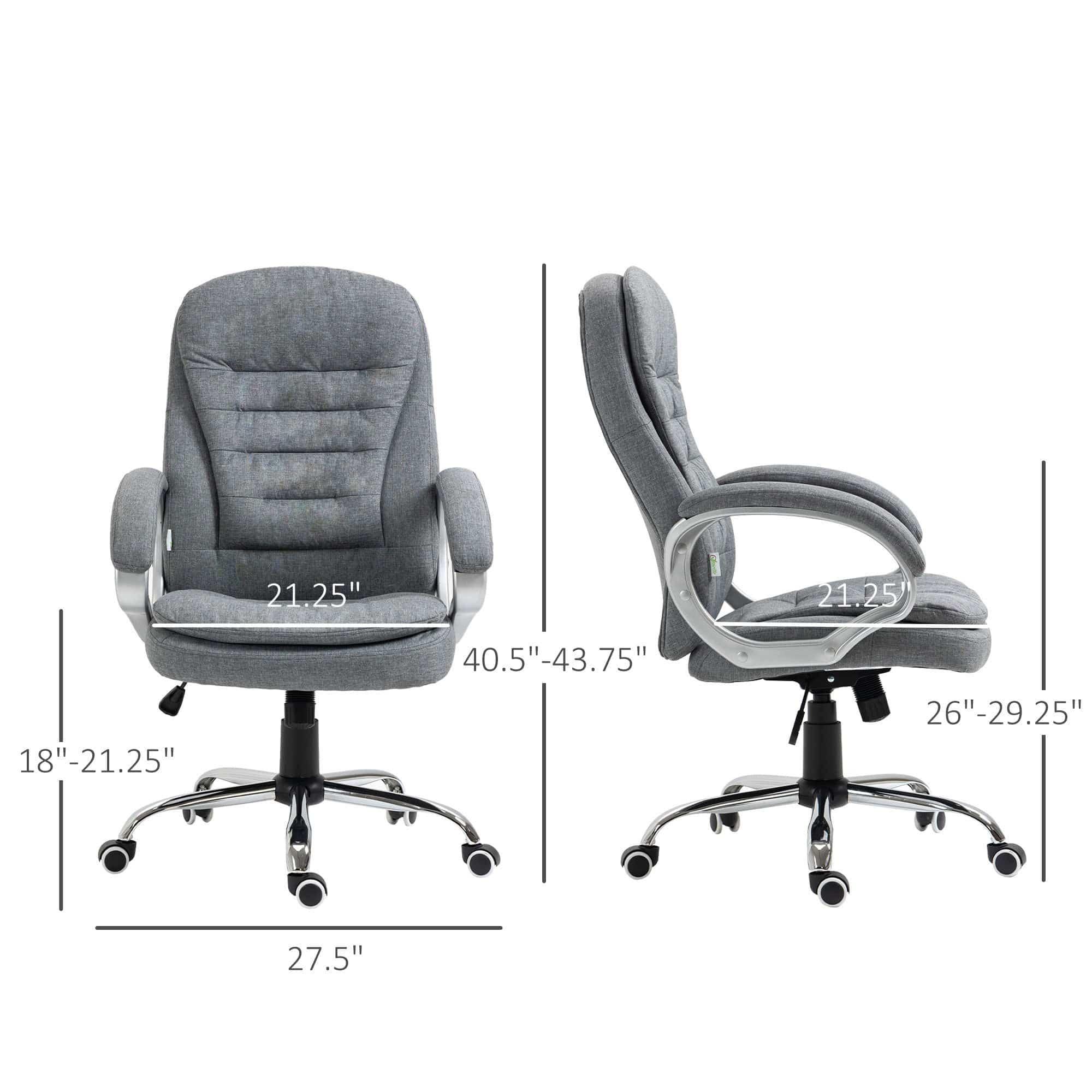 Ergonomic High Back Executive Office Chair with Adjustable Height, Plush Headrest and Armrests - Light Grey - Platinum-Level Office Chairs