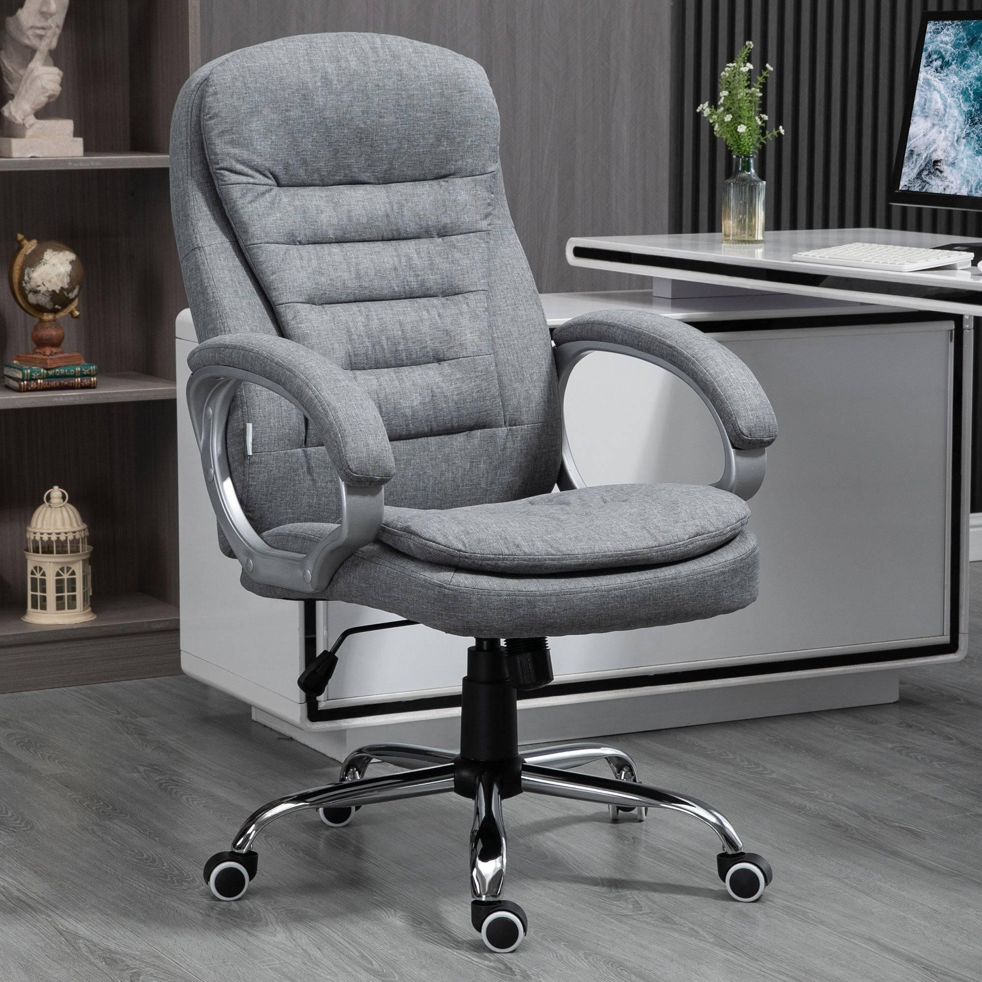 Ergonomic High Back Executive Office Chair with Adjustable Height, Plush Headrest and Armrests - Light Grey - Platinum-Level Office Chairs