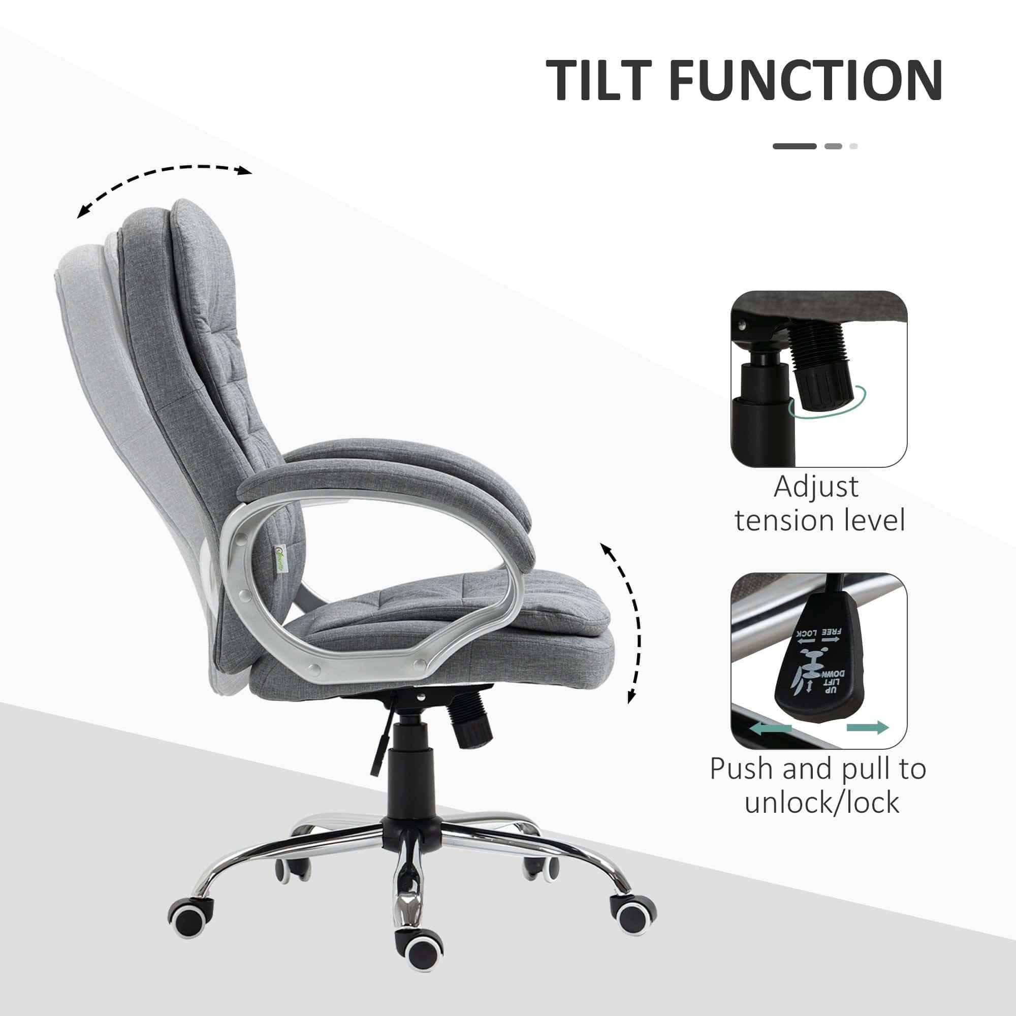Ergonomic High Back Executive Office Chair with Adjustable Height, Plush Headrest and Armrests - Light Grey - Platinum-Level Office Chairs