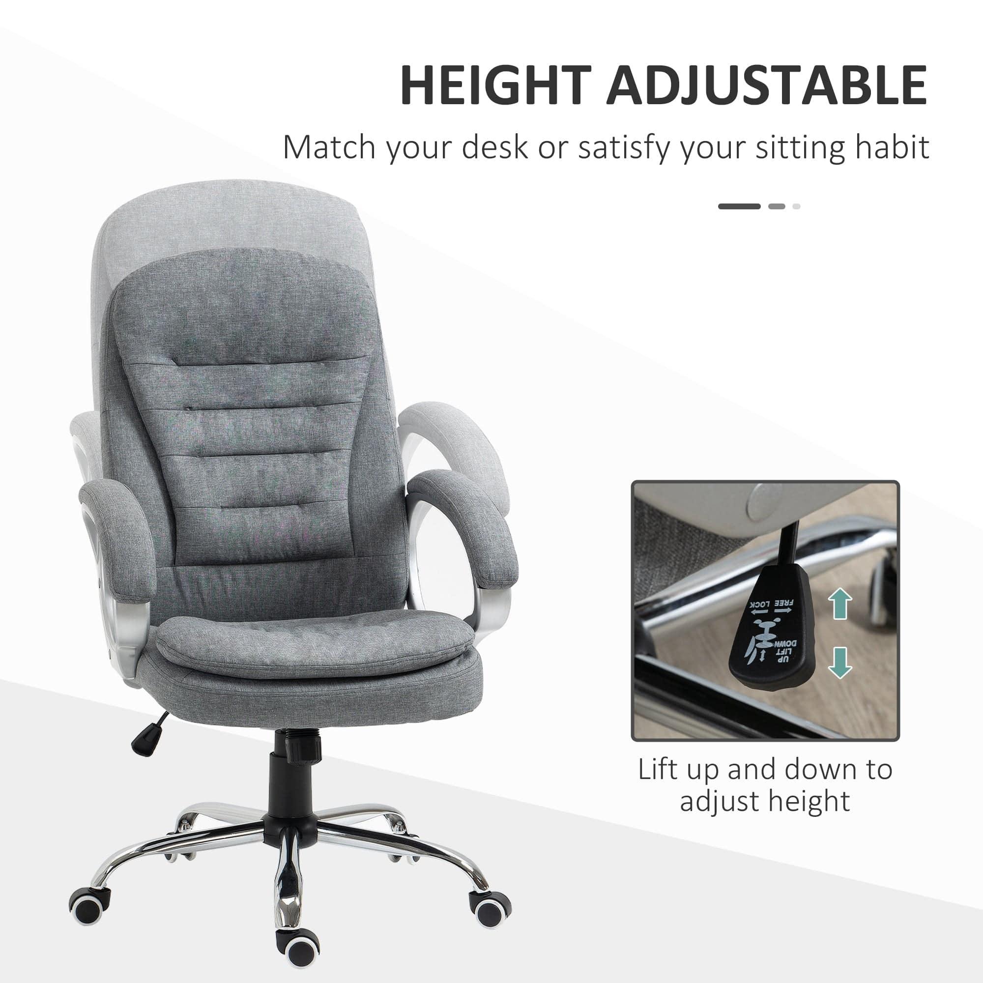Ergonomic High Back Executive Office Chair with Adjustable Height, Plush Headrest and Armrests - Light Grey - Platinum-Level Office Chairs