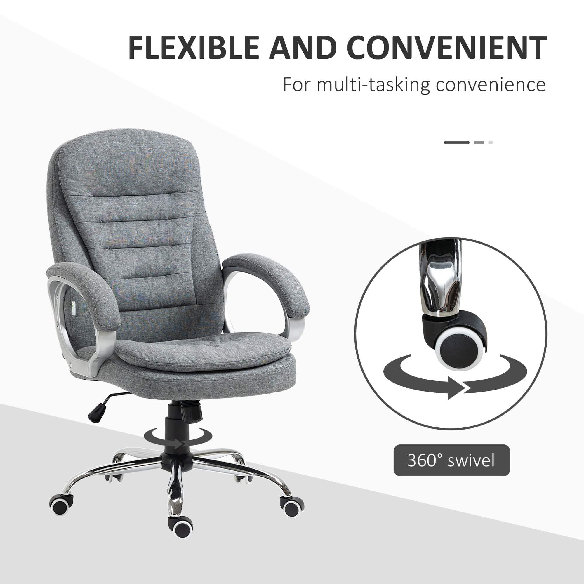 Ergonomic High Back Executive Office Chair with Adjustable Height, Plush Headrest and Armrests - Light Grey - Platinum-Level Office Chairs