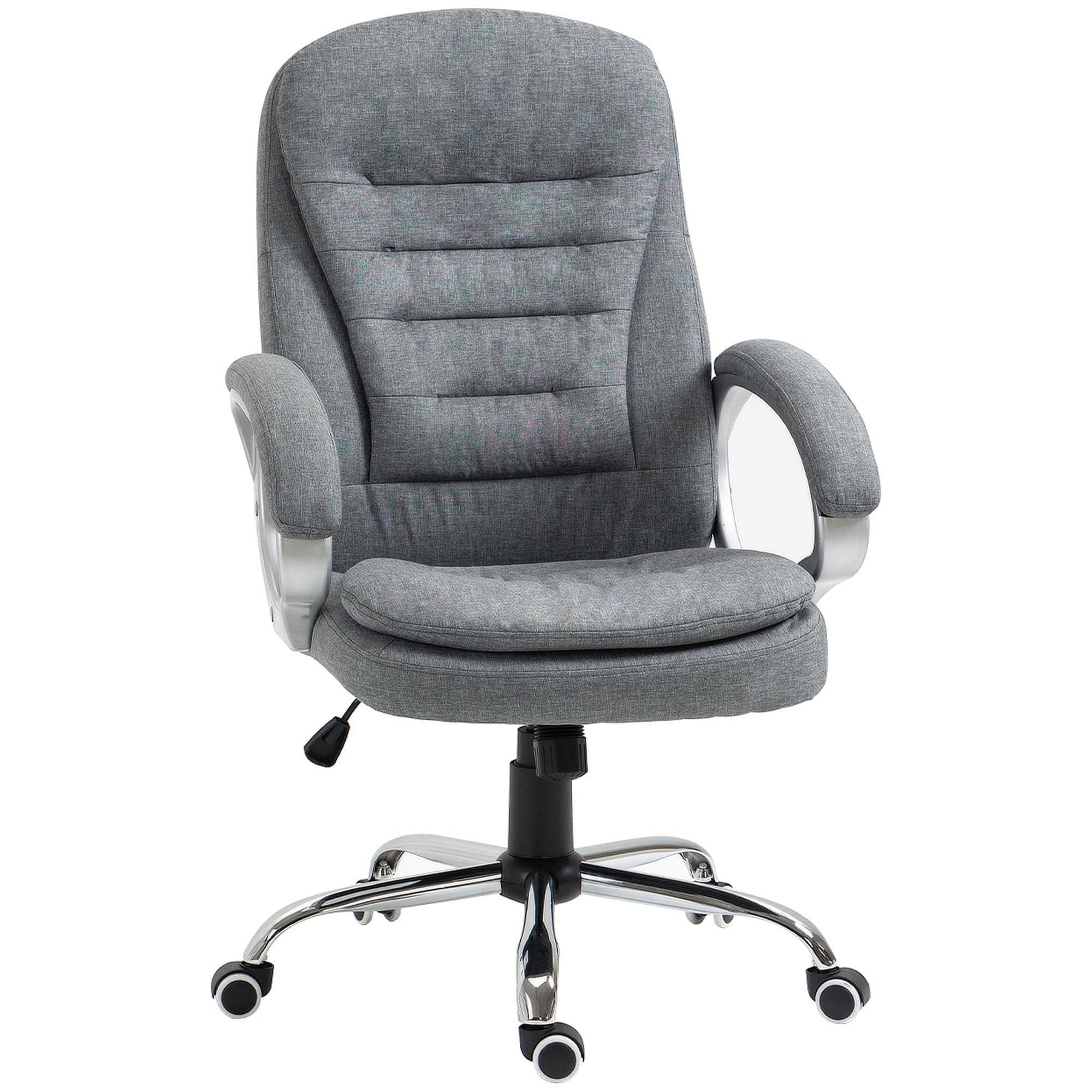 Ergonomic High Back Executive Office Chair with Adjustable Height, Plush Headrest and Armrests - Light Grey - Platinum-Level Office Chairs